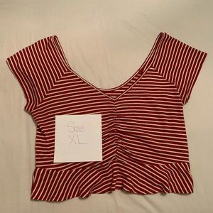 Red and White Striped Crop Top
